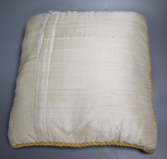 A 19th century silk and metal brocade cushion, 34cm